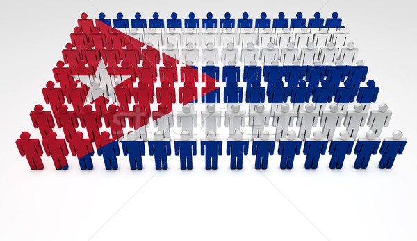Kuba banderą parada 3d osób górę widoku Zdjęcia stock © NiroDesign