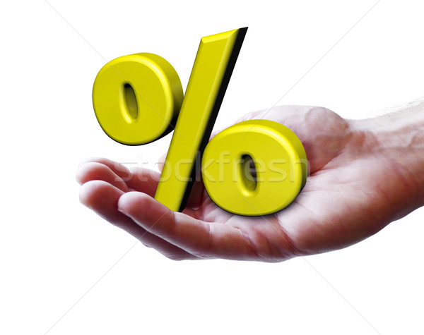 Foto stock: Negócio · ouro · percentagem · por · cento · assinar · abrir