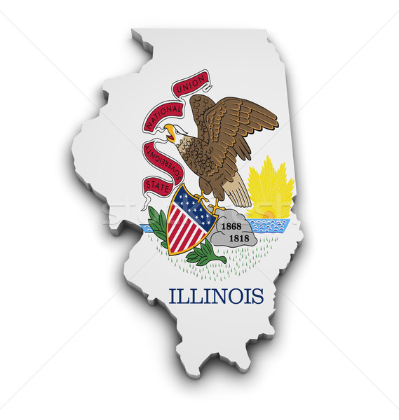 Illinois bayrak harita biçim 3D yalıtılmış Stok fotoğraf © NiroDesign