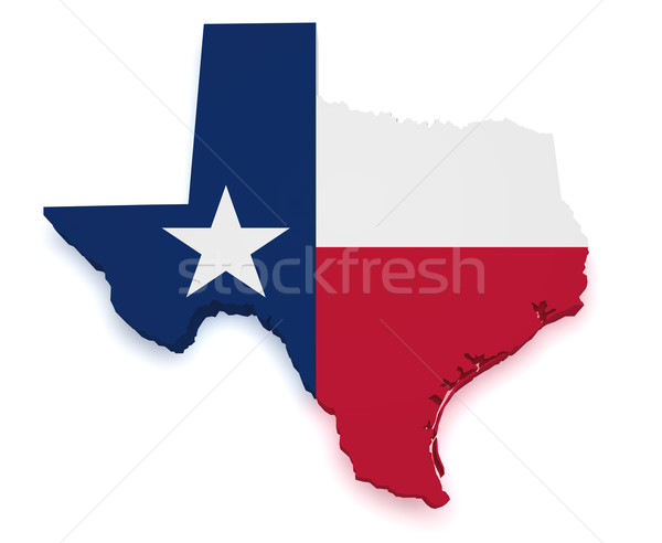 Stock foto: Texas · Karte · 3D · Form · Flagge · isoliert