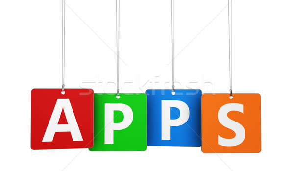 Aplicaciones palabra etiquetas móviles aplicaciones tecnología Foto stock © NiroDesign
