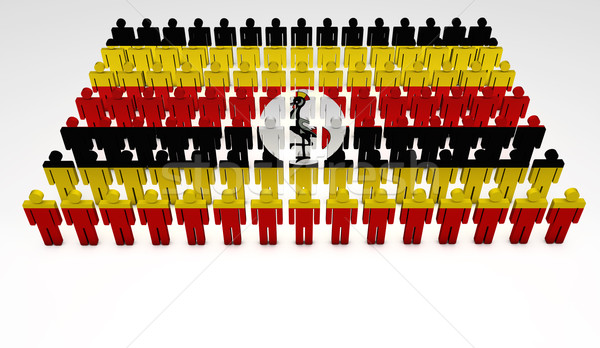 Uganda banderą parada 3d osób górę widoku Zdjęcia stock © NiroDesign