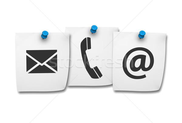 Stock photo: Contact Us Web Icons On Post It