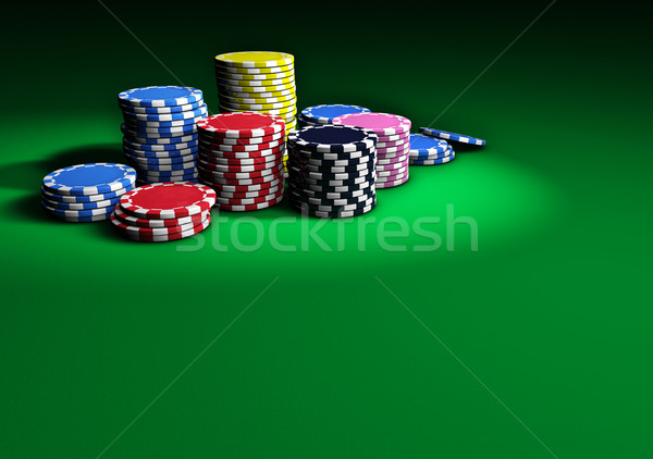 Poker Casino Chips On Green Table Stock photo © NiroDesign