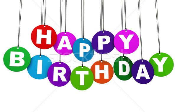 Boldog születésnapot buli színes körkörös címkék szöveg Stock fotó © NiroDesign