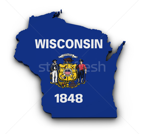 Wisconsin Flag Map Shape Stock photo © NiroDesign