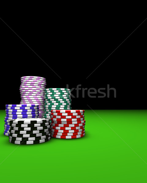 Casino chips gekleurd groene tabel groot tijdschriften Stockfoto © NiroDesign