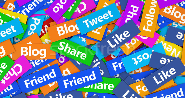 Réseau social web internet médias sociaux mots signe Photo stock © NiroDesign
