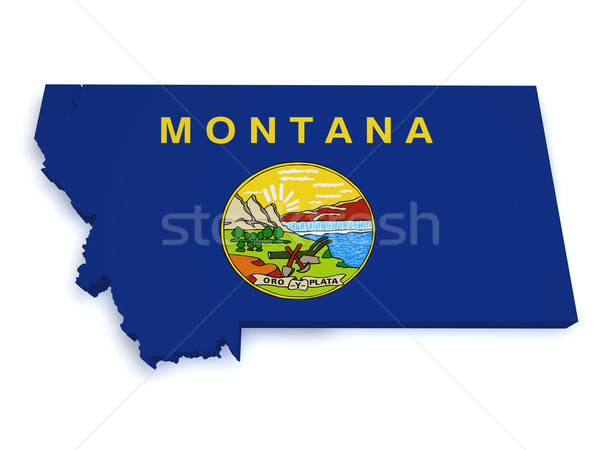 Stok fotoğraf: Montana · harita · bayrak · 3D · biçim · yalıtılmış