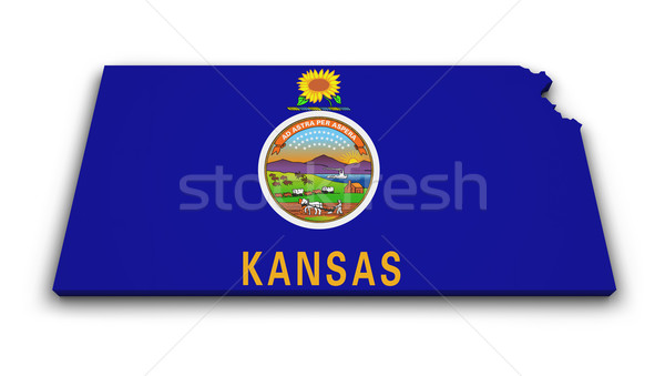 Kansas mappa bandiera 3D isolato Foto d'archivio © NiroDesign