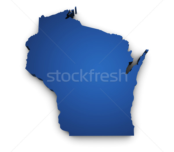 Blau Karte Wisconsin 3D Form Stock foto © NiroDesign