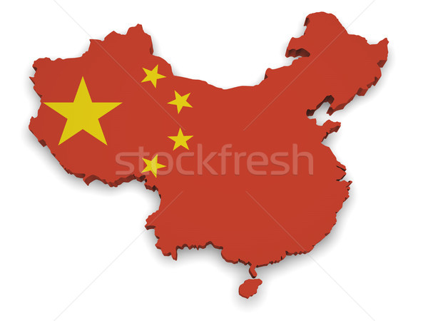 Cina mappa bandiera 3D isolato Foto d'archivio © NiroDesign