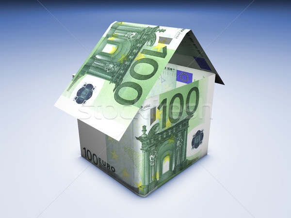 Ház érték otthon alakú Euro bankjegyek Stock fotó © NiroDesign