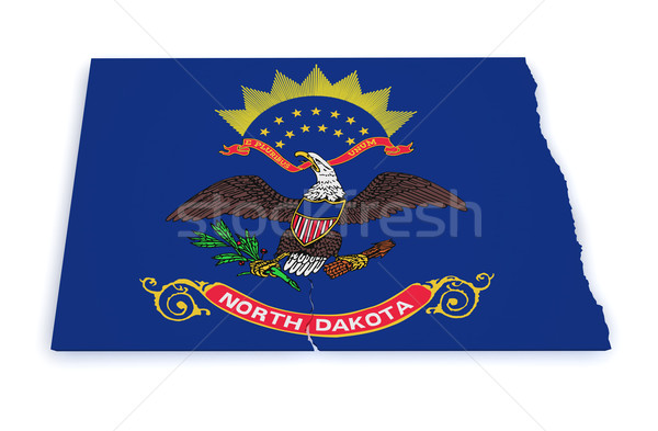 Dakota do Norte mapa bandeira 3D forma isolado Foto stock © NiroDesign