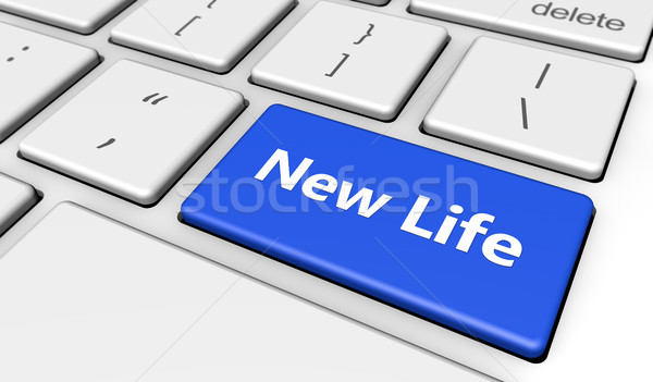 Yeni hayat düğme yeni yaşam tarzı kelime imzalamak Stok fotoğraf © NiroDesign