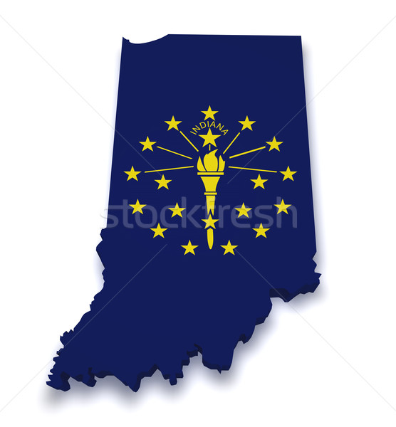 Indiana mappa bandiera 3D isolato Foto d'archivio © NiroDesign
