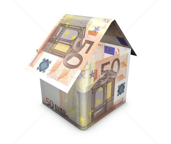 Euros casa forma billetes blanco Foto stock © NiroDesign