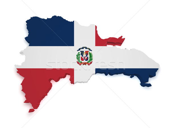 Dominikai Köztársaság térkép 3D forma zászló izolált Stock fotó © NiroDesign