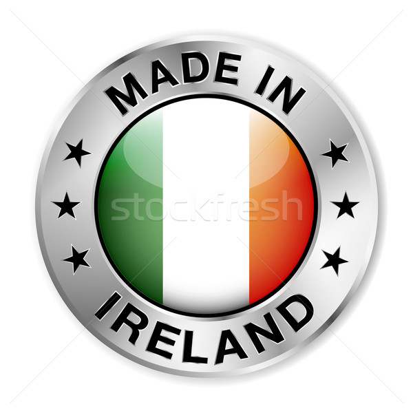 Ierland zilver badge icon centraal glanzend Stockfoto © NiroDesign