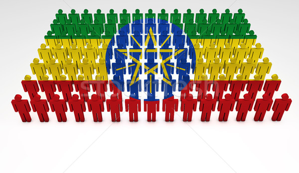 Etiópia zászló parádé 3d emberek felső kilátás Stock fotó © NiroDesign