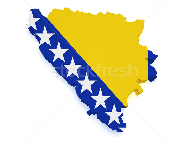 Сток-фото: Босния · и · Герцеговина · карта · 3D · форма · флаг · изолированный