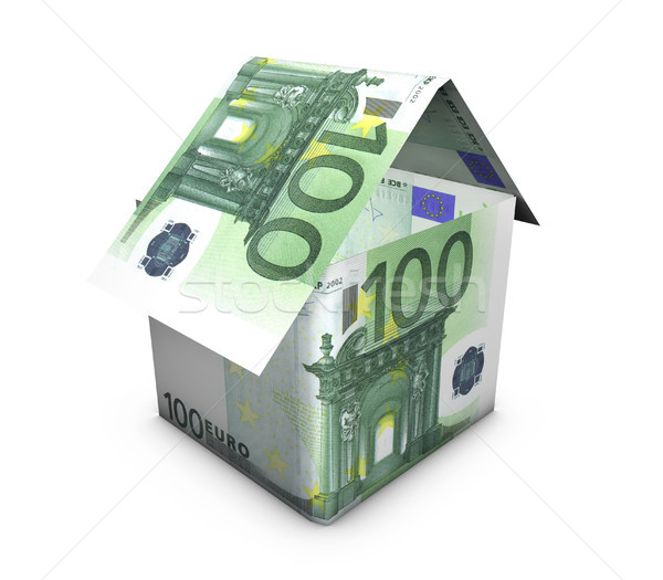 Euro ház forma ingatlan alakú bankjegyek Stock fotó © NiroDesign