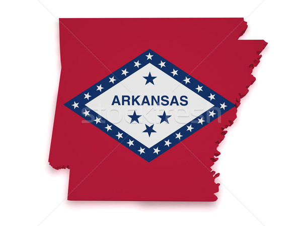 Arkansas Karte 3D Form Flagge isoliert Stock foto © NiroDesign