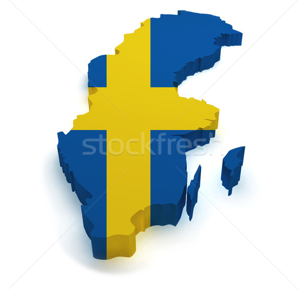 Foto stock: Suecia · mapa · 3D · forma · bandera · aislado