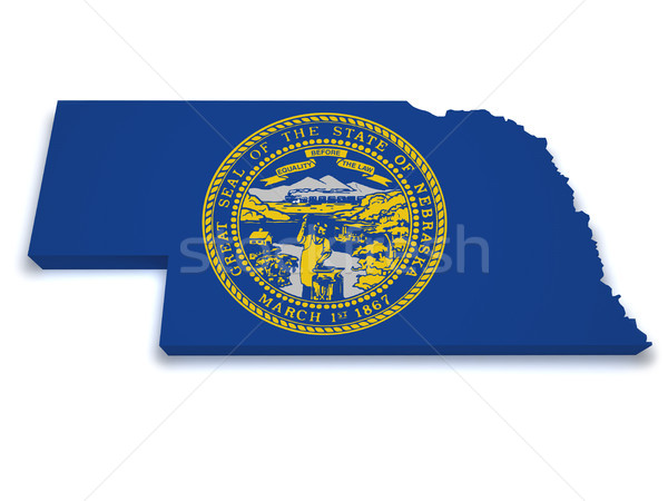 Nebraska bandiera mappa 3D isolato Foto d'archivio © NiroDesign