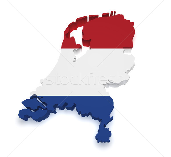 Stockfoto: Nederland · kaart · 3D · vorm · vlag · geïsoleerd