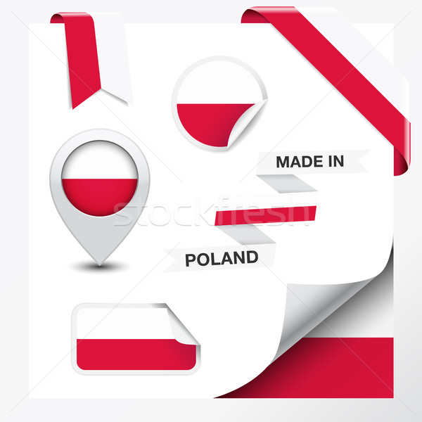 Lengyelország gyűjtemény szalag címke matricák kitűző Stock fotó © NiroDesign