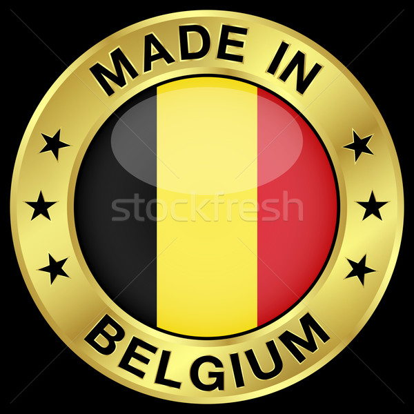 België goud badge icon centraal glanzend Stockfoto © NiroDesign