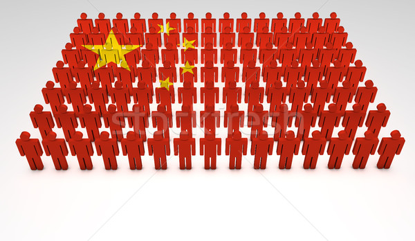Chińczyk parada 3d osób górę widoku banderą Zdjęcia stock © NiroDesign