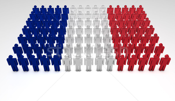 Francuski parada 3d osób górę widoku banderą Zdjęcia stock © NiroDesign