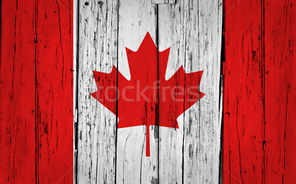 Stockfoto: Canada · vlag · grunge · hout · canadese · vlag · geschilderd