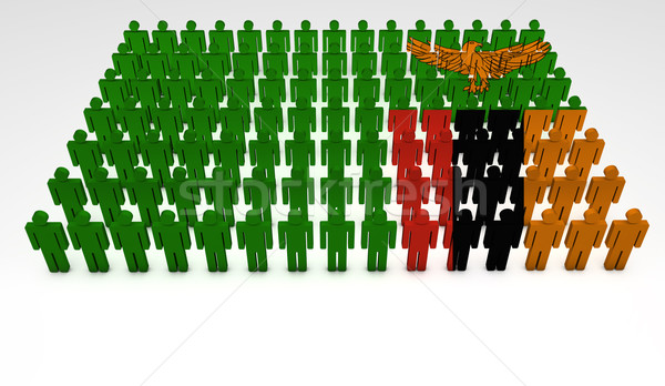 Zambia banderą parada 3d osób górę widoku Zdjęcia stock © NiroDesign