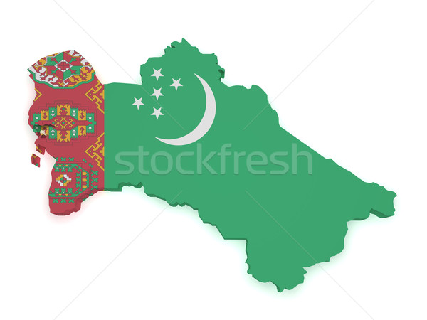 Türkmenistan harita bayrak 3D biçim yalıtılmış Stok fotoğraf © NiroDesign