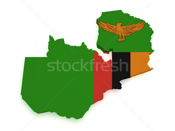 Zambia Pokaż banderą 3D odizolowany Zdjęcia stock © NiroDesign