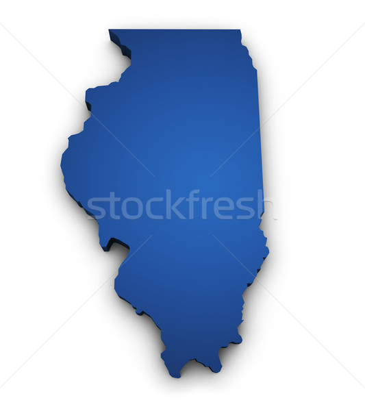 Kaart Illinois 3D vorm gekleurd Blauw Stockfoto © NiroDesign
