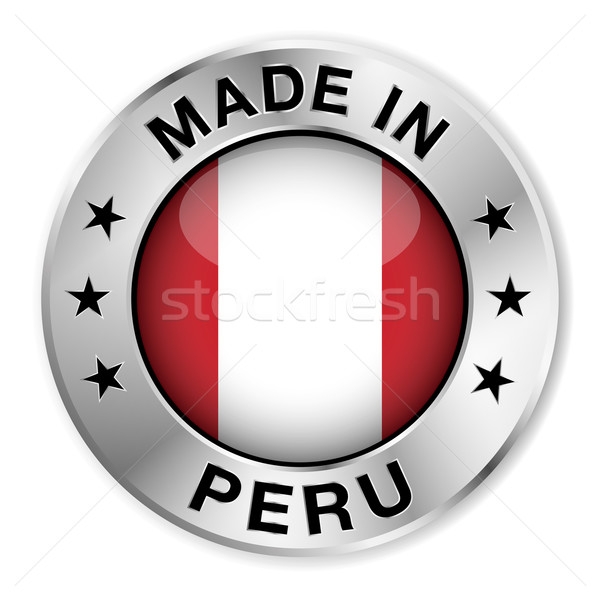 Peru ezüst kitűző ikon központi fényes Stock fotó © NiroDesign