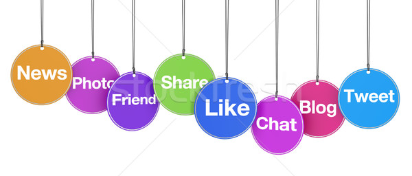 Közösségi média háló feliratok címkék internet közösségi háló Stock fotó © NiroDesign