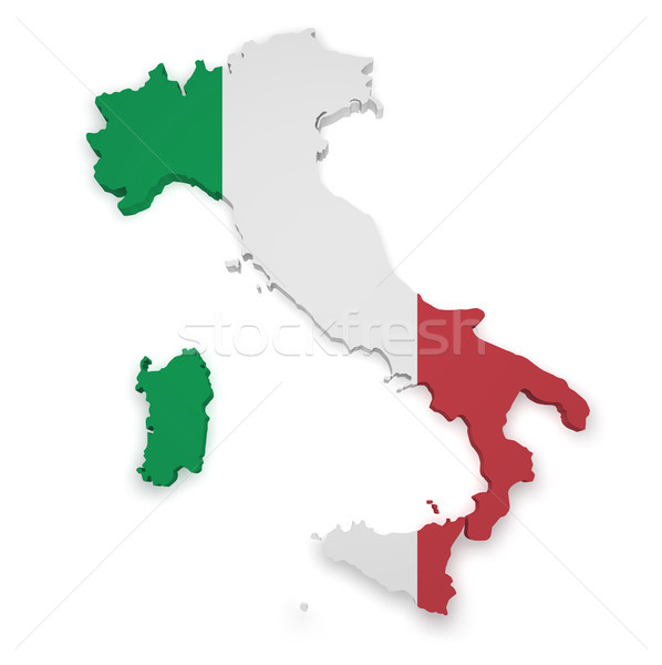 Itália mapa bandeira 3D forma bandeira italiana Foto stock © NiroDesign