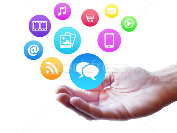 Webdesign social media internet kleurrijk web icon man Stockfoto © NiroDesign