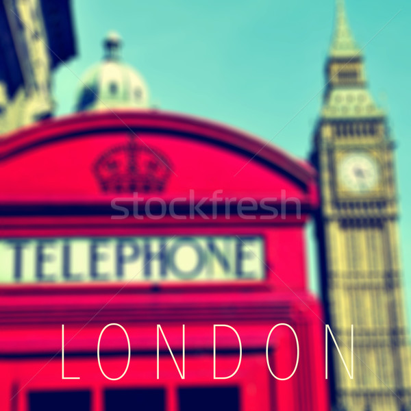 the word London and a red telephone booth and the Big Ben Stock photo © nito