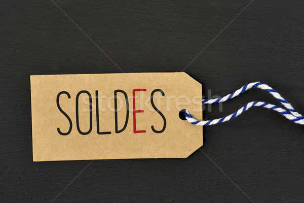 Woord verkoop frans label pakpapier geschreven Stockfoto © nito