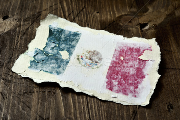 Zászló Mexikó kopott darab papír rusztikus Stock fotó © nito