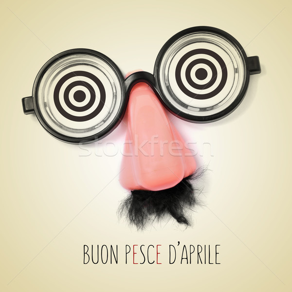 text buon pesce d aprile, happy april fools day in italian Stock photo © nito