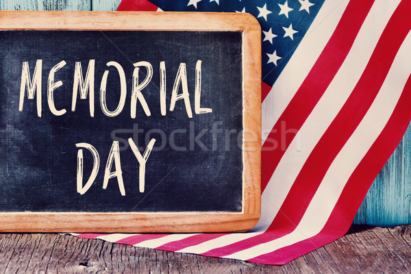 text memorial day and flag of the United States Stock photo © nito
