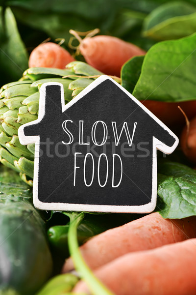 Nyers zöldségek szöveg lassú étel közelkép Stock fotó © nito