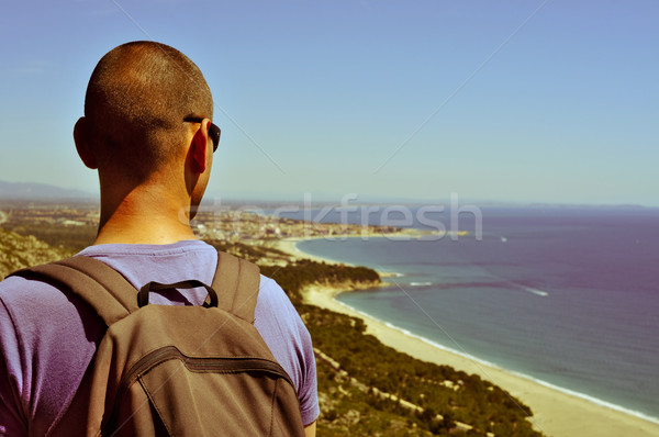 young man looking at the mediterranean sea Stock photo © nito